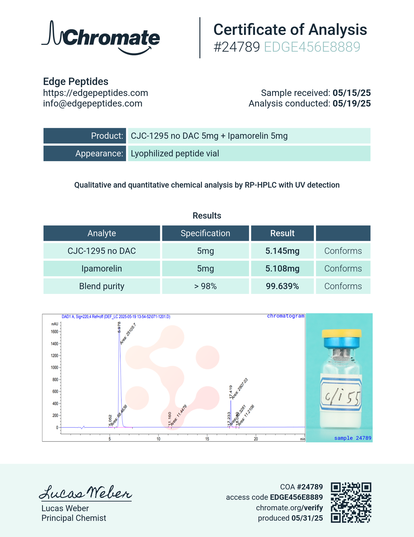 CJC-1295 + Ipamorelin Blend 5/5mg – 10 Vial Box