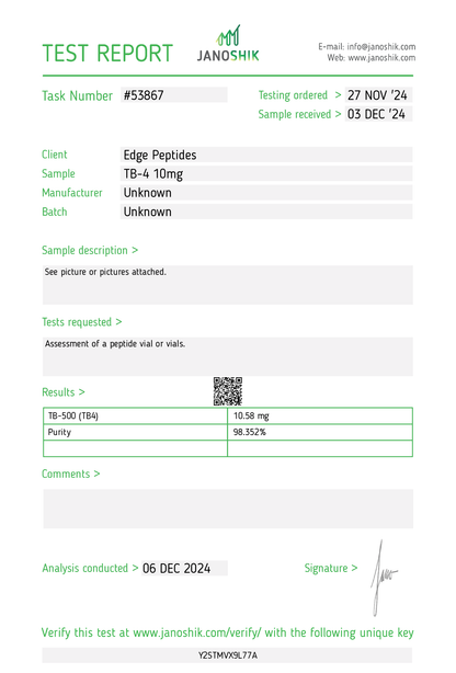 TB-500 (Thymosin Beta 4) 10-20 mg – 10 Vial Box